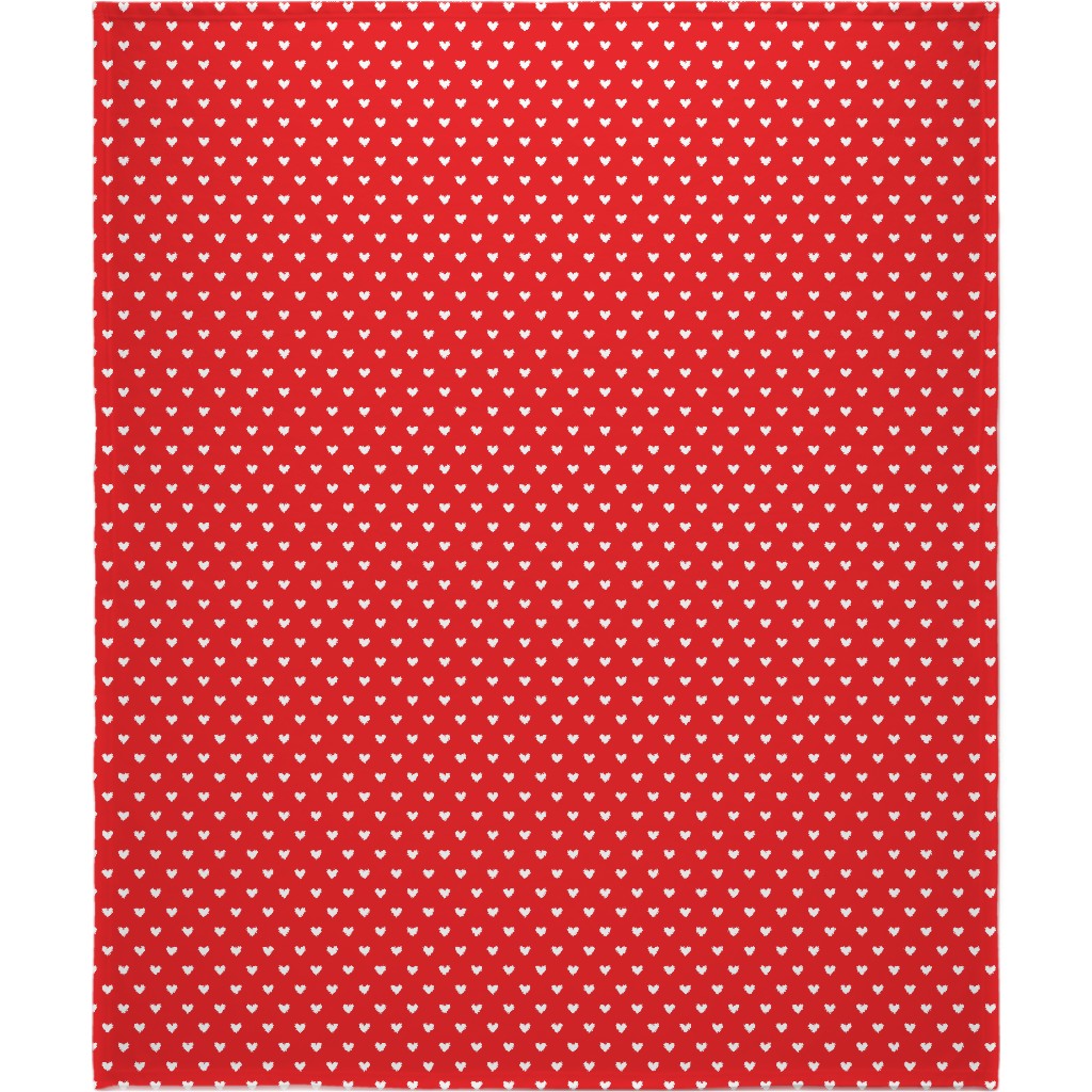 Love Hearts - Red Blanket, Sherpa, 50x60, Red, Red