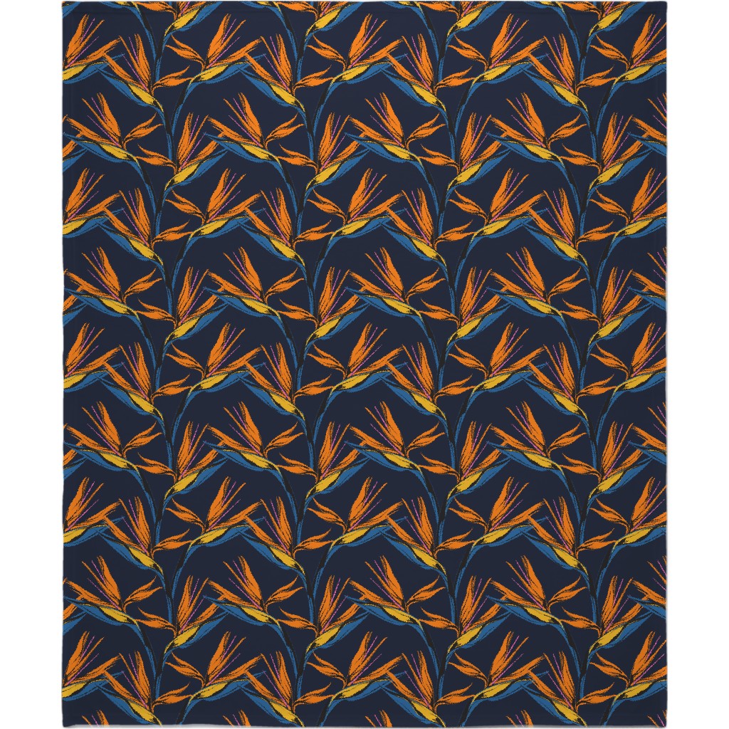 Bird of Paradise Blanket, Sherpa, 50x60, Blue, Silhouette