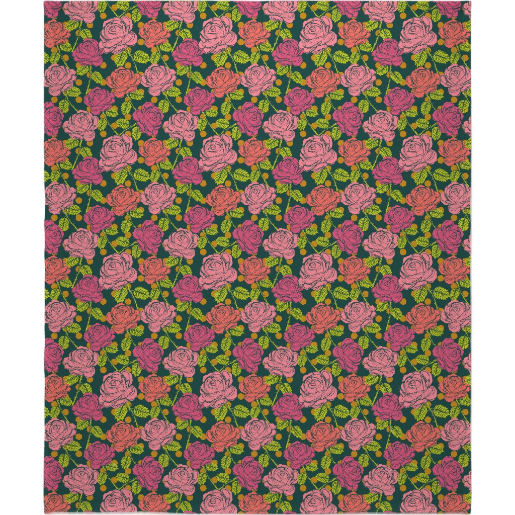 Roses - Shades of Pink Blanket, Sherpa, 50x60, Pink