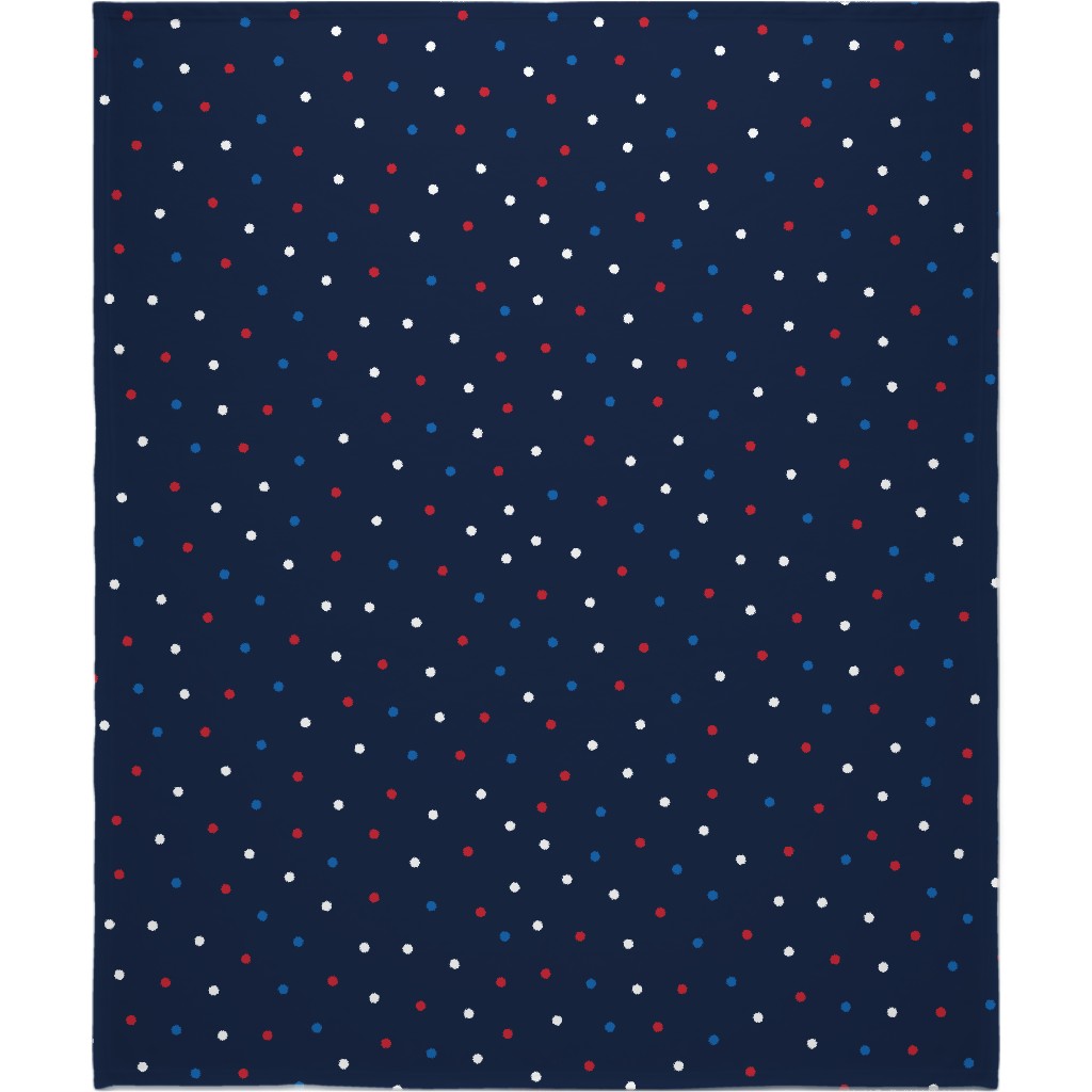 Mixed Polka Dots - Red White and Royal on Navy Blue Blanket, Sherpa, 50x60, Blue, True Blue