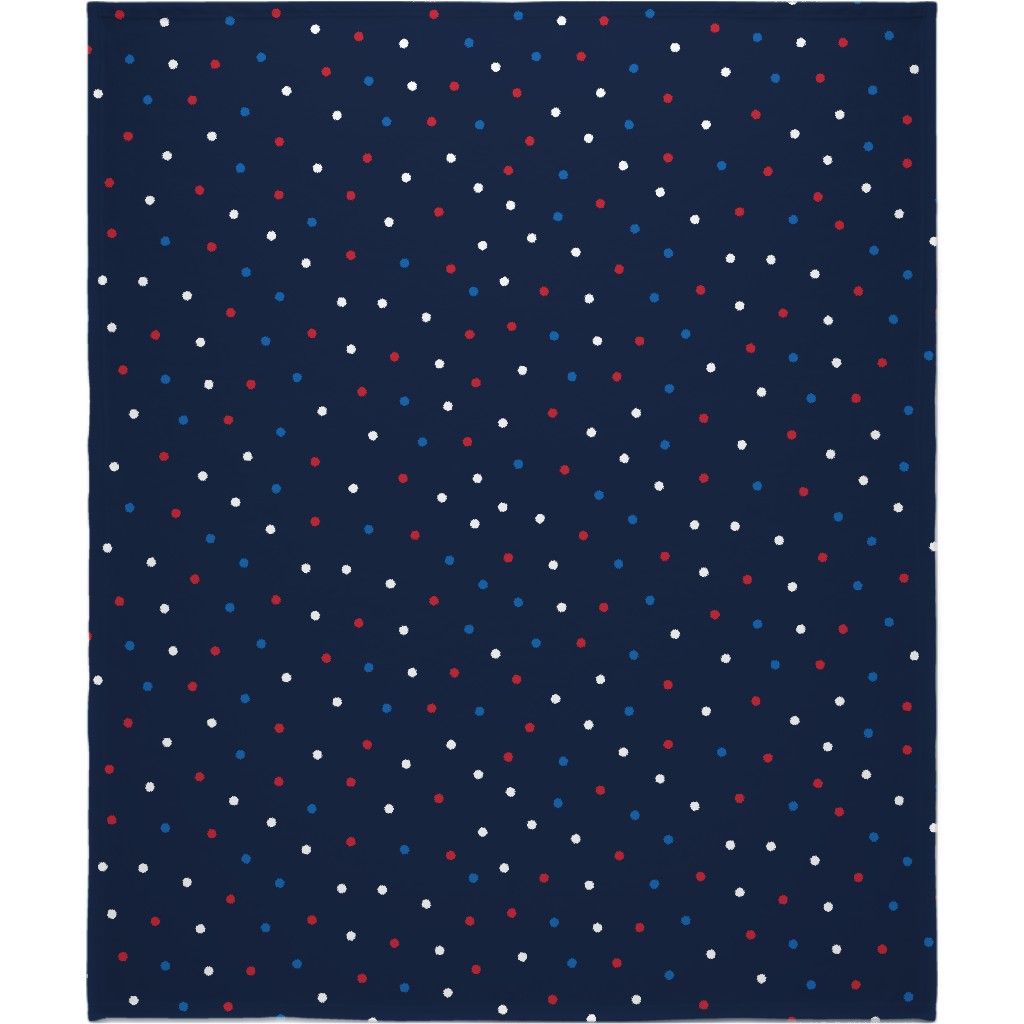 Mixed Polka Dots - Red White and Royal on Navy Blue Blanket, Sherpa, 50x60, Blue