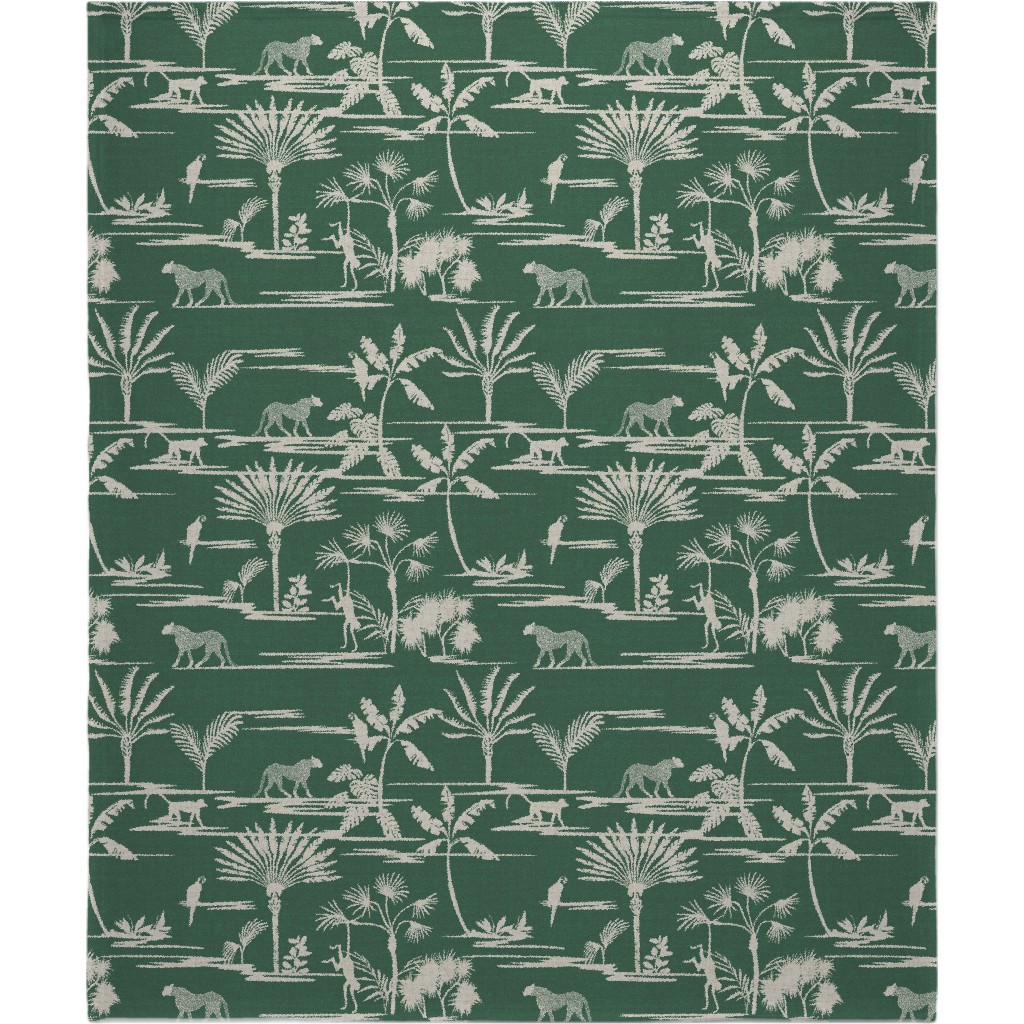 Jungle Thrive - Green Blanket, Sherpa, 50x60, Green