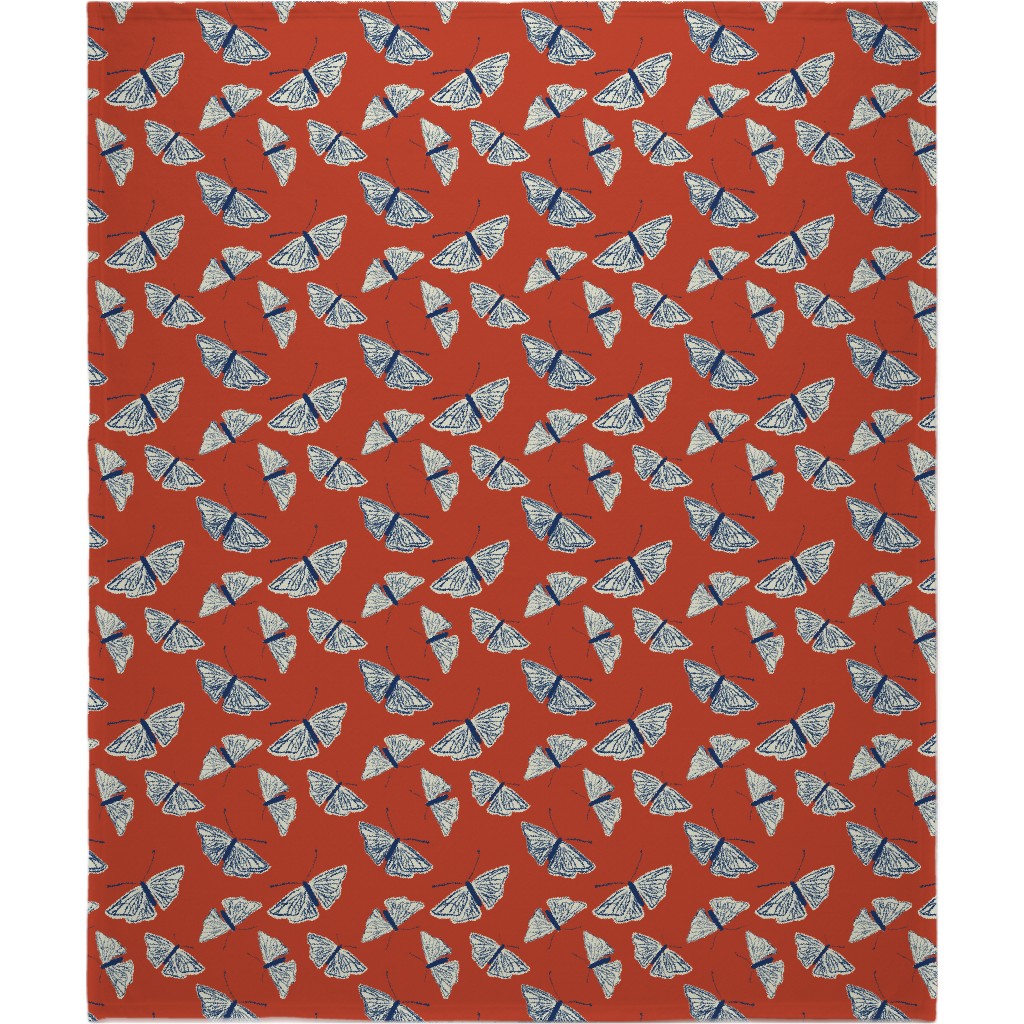 Moths - Rust Blanket, Sherpa, 50x60, Red