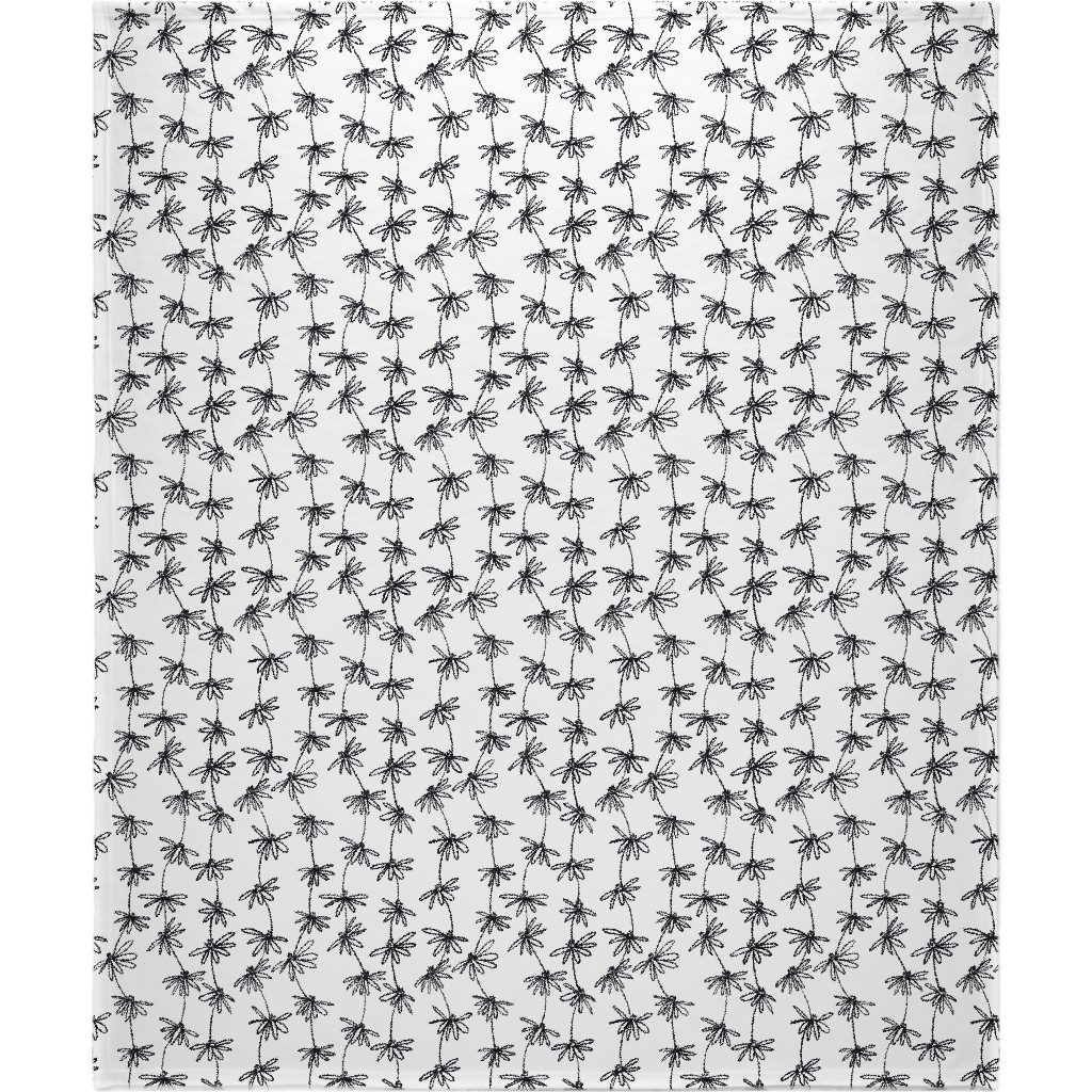 Daisy Chain - Black and White Blanket, Sherpa, 50x60, White, White