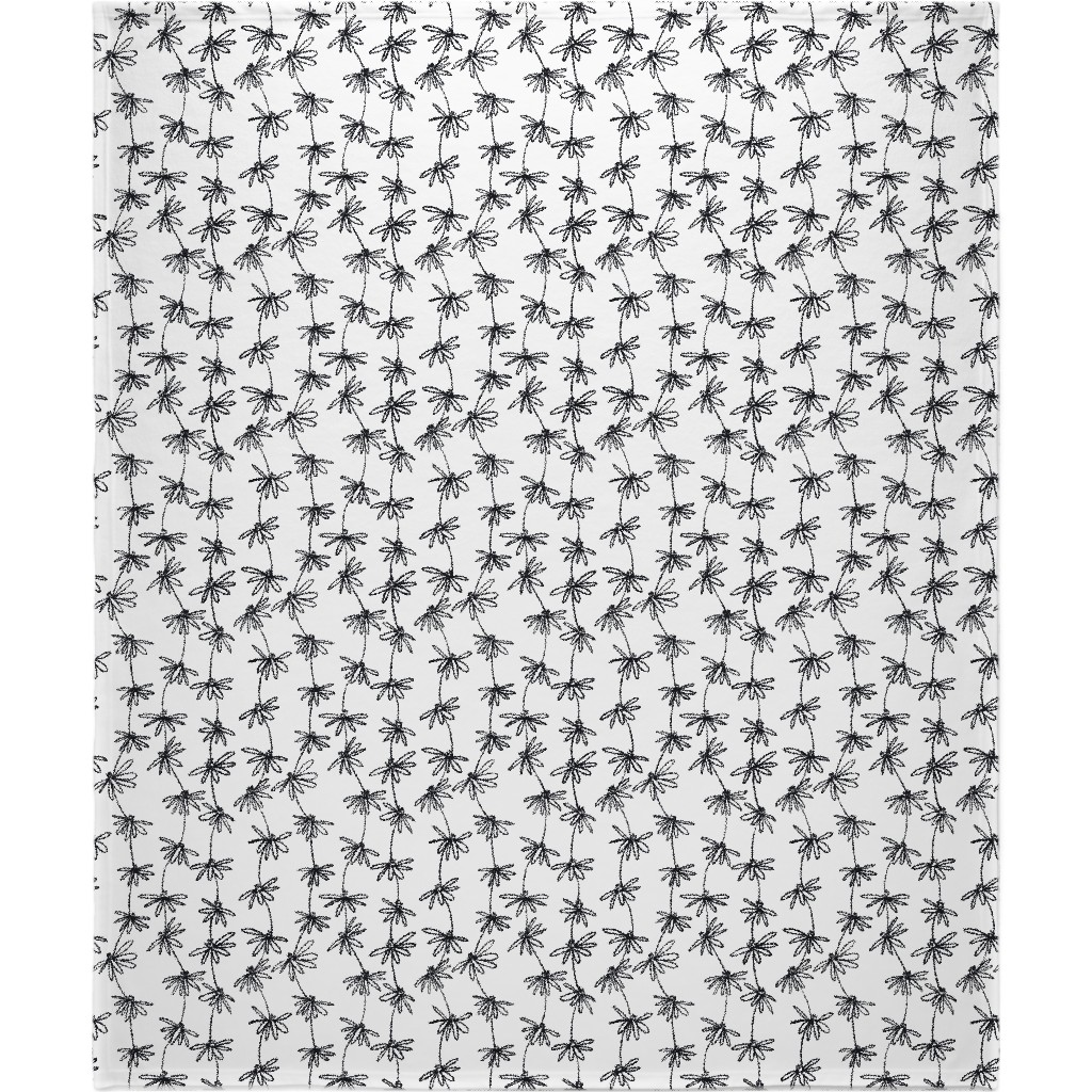 Daisy Chain - Black and White Blanket, Sherpa, 50x60, White