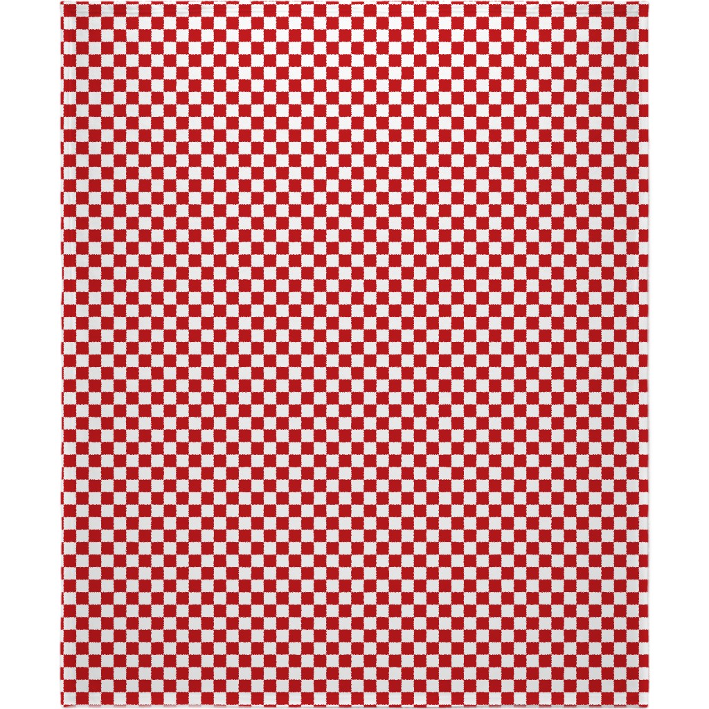 Checkerboard - Red and White Blanket, Sherpa, 50x60, Red, Red
