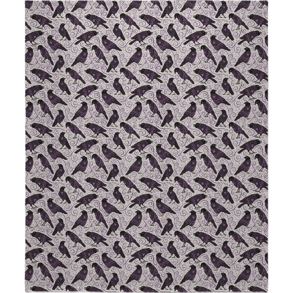 Raven - Ivory Blanket, Sherpa, 50x60, Purple, Purple