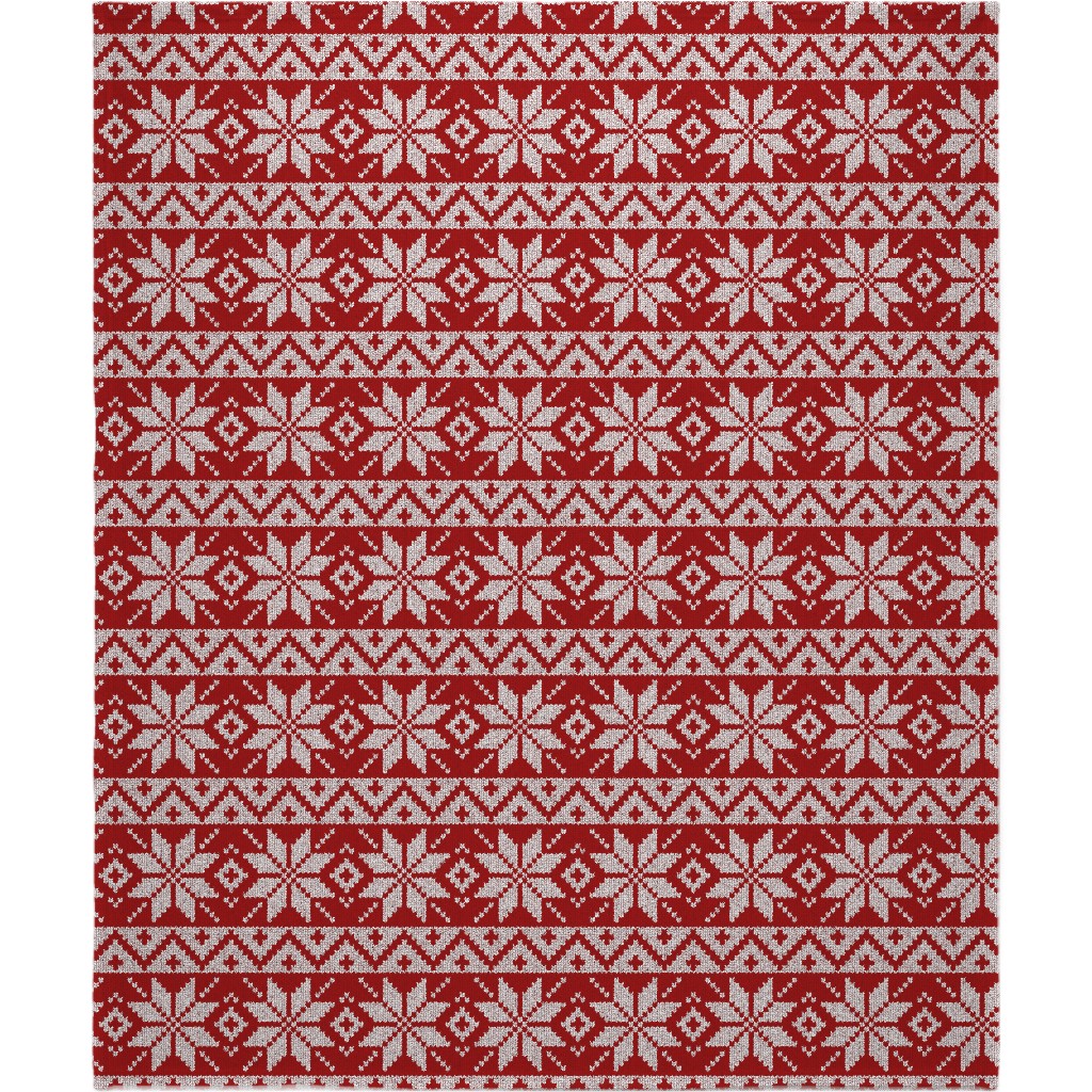 Christmas Knit - Red Blanket, Sherpa, 50x60, Red, Red