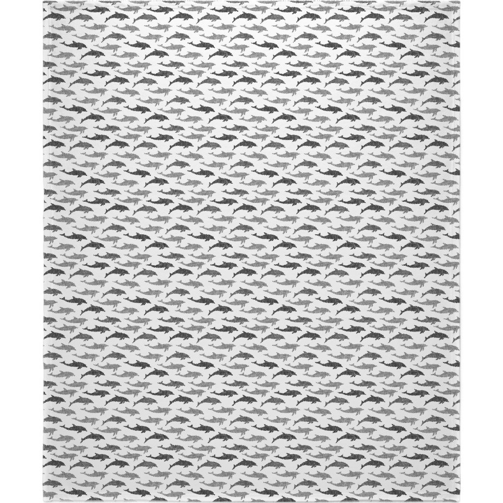 Dolphins Blanket, Sherpa, 50x60, Gray, Fog