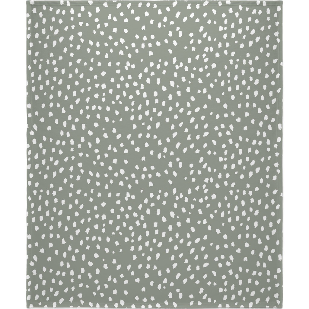 Painterly White Marks Blanket, Sherpa, 50x60, Green, Light Gray