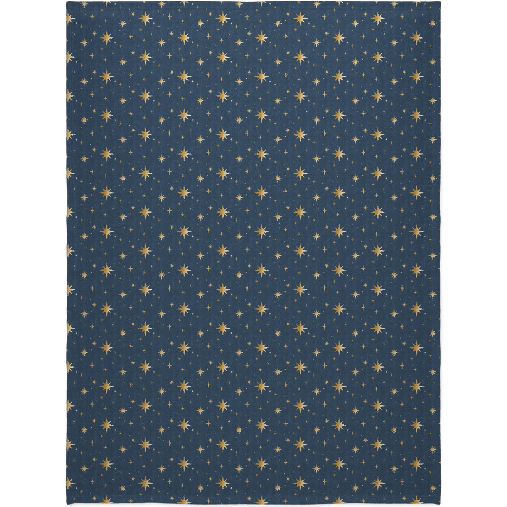 Art Deco Starbursts - Blue Blanket, Fleece, 60x80, Blue, True Blue