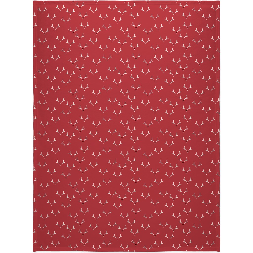 Christmas Reindeer Antlers - Red Blanket, Fleece, 60x80, Red