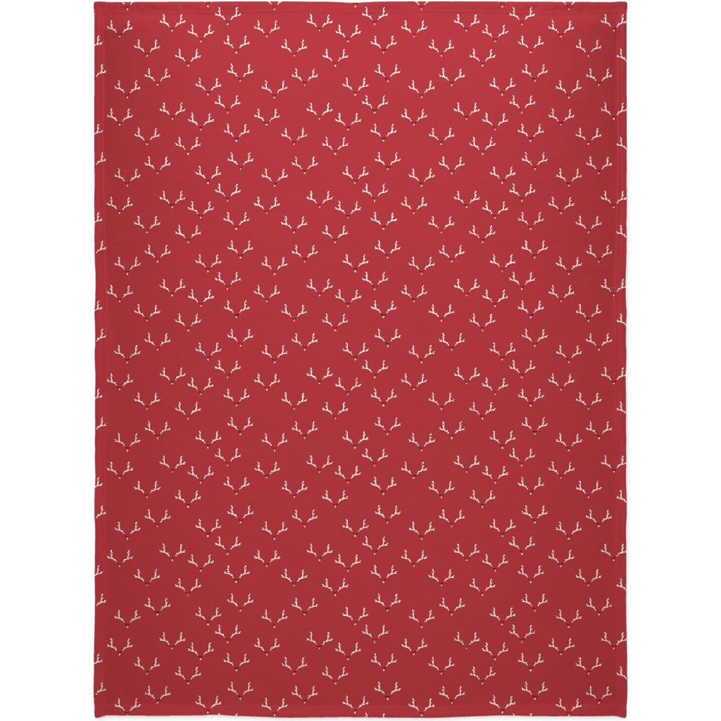 Christmas Reindeer Antlers - Red Blanket, Fleece, 60x80, Red, Red