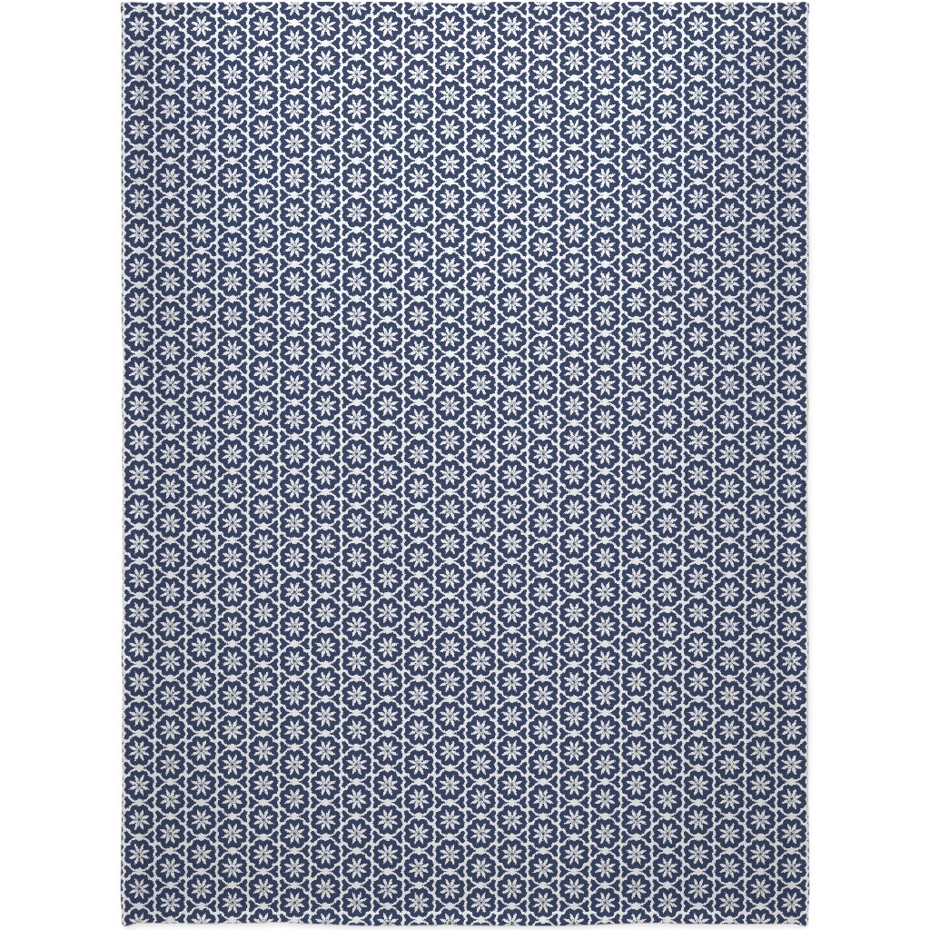 Dutch Flowers - Blue Blanket, Fleece, 60x80, Blue, True Blue