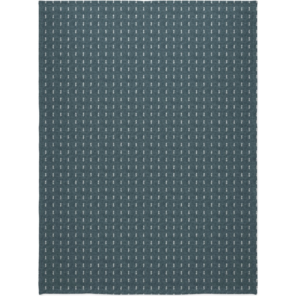 Cross Dash Mudcloth Stripes - Stone Blue Blanket, Fleece, 60x80, Blue