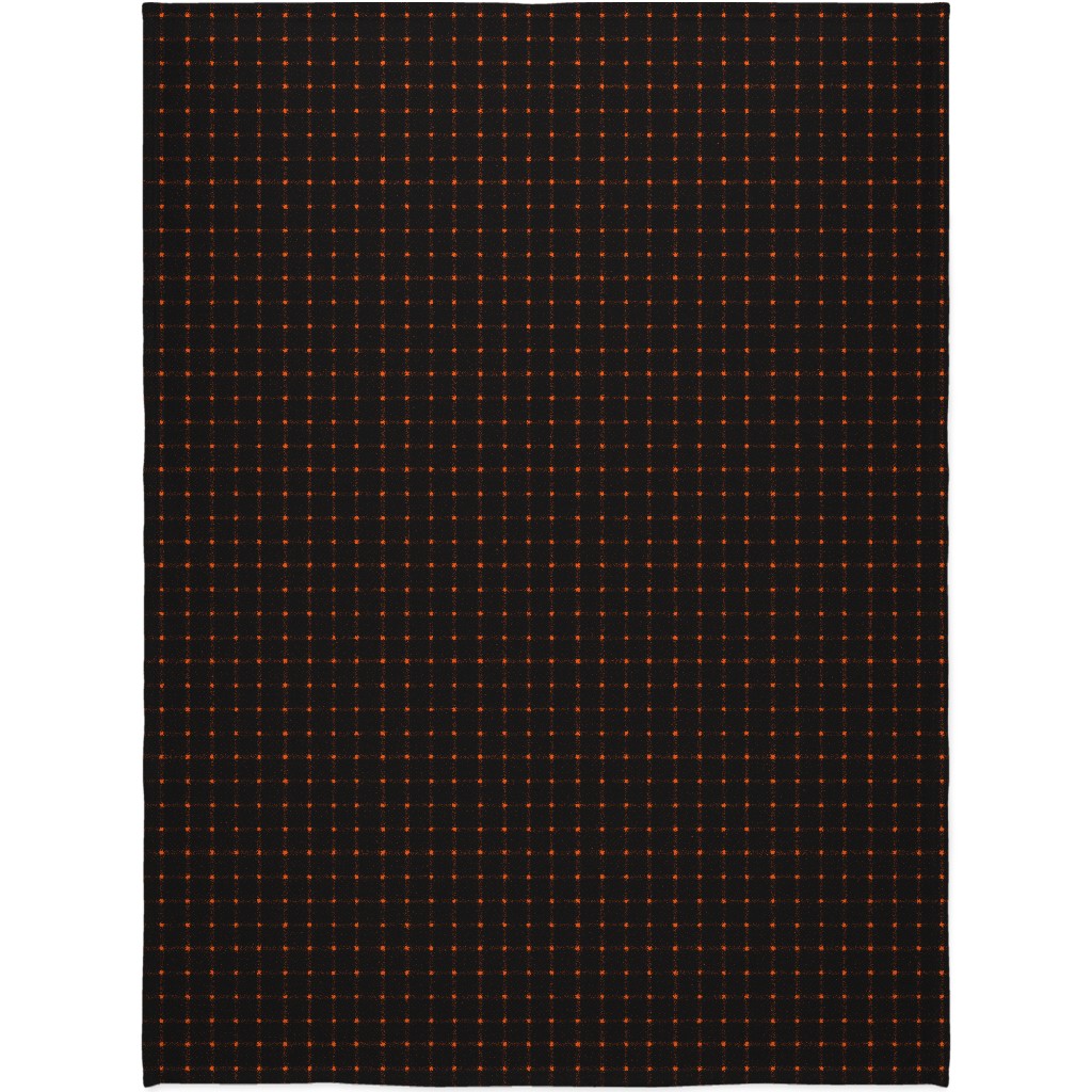 Gridded Plaid Blanket, Fleece, 60x80, Black, Black