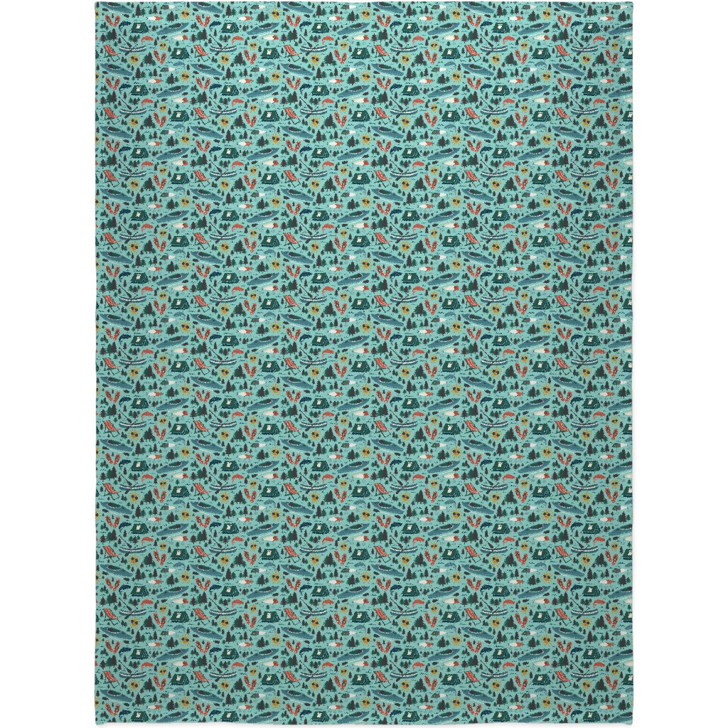 Lake Life Blanket, Fleece, 60x80, Green, Frost