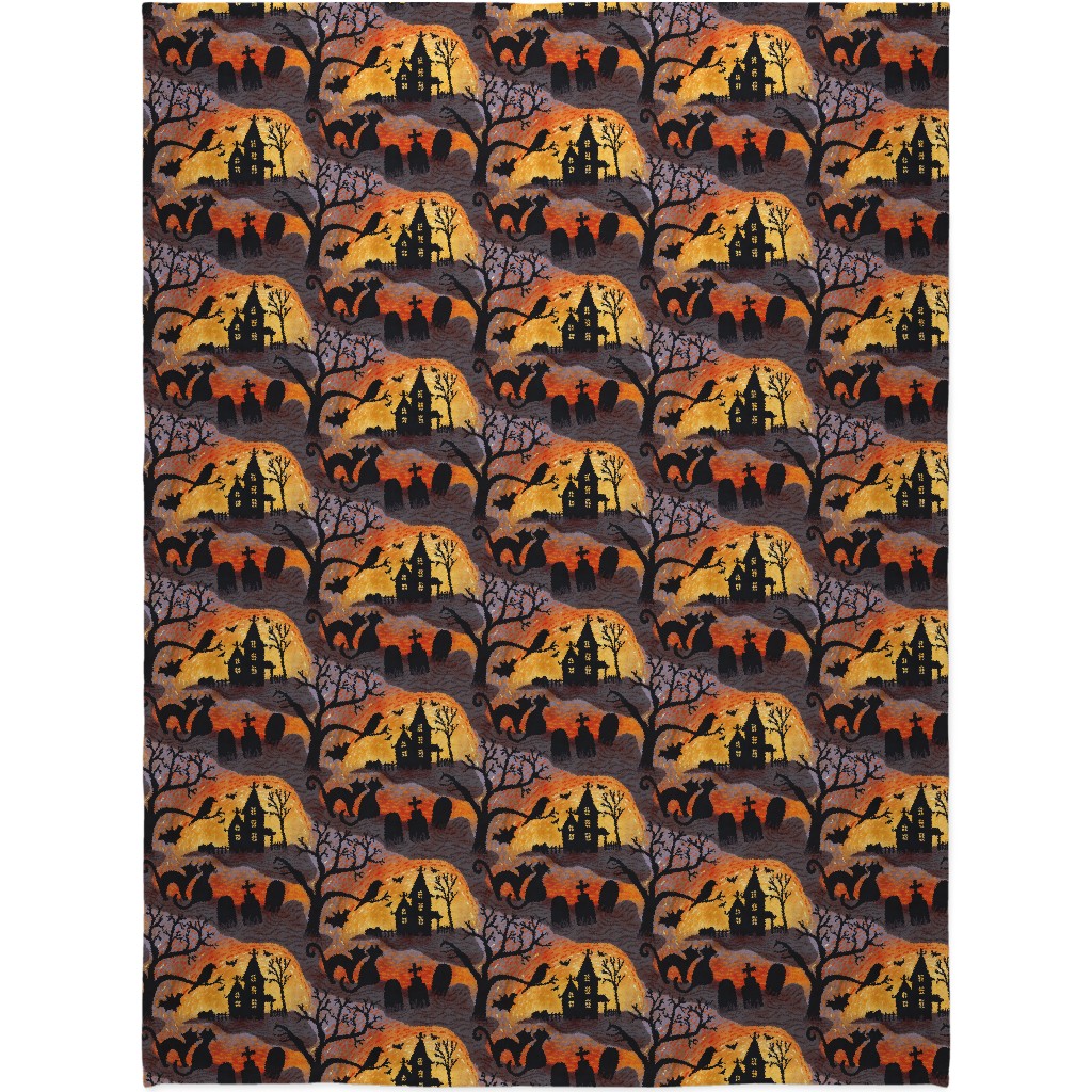 Spooky Halloween Haunts Blanket, Fleece, 60x80, Multicolor