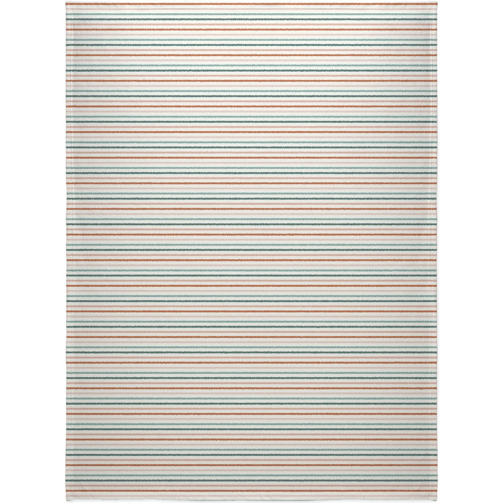 Skinny Stripes - Terracotta & Blue Sunset Blanket, Fleece, 60x80, Multicolor