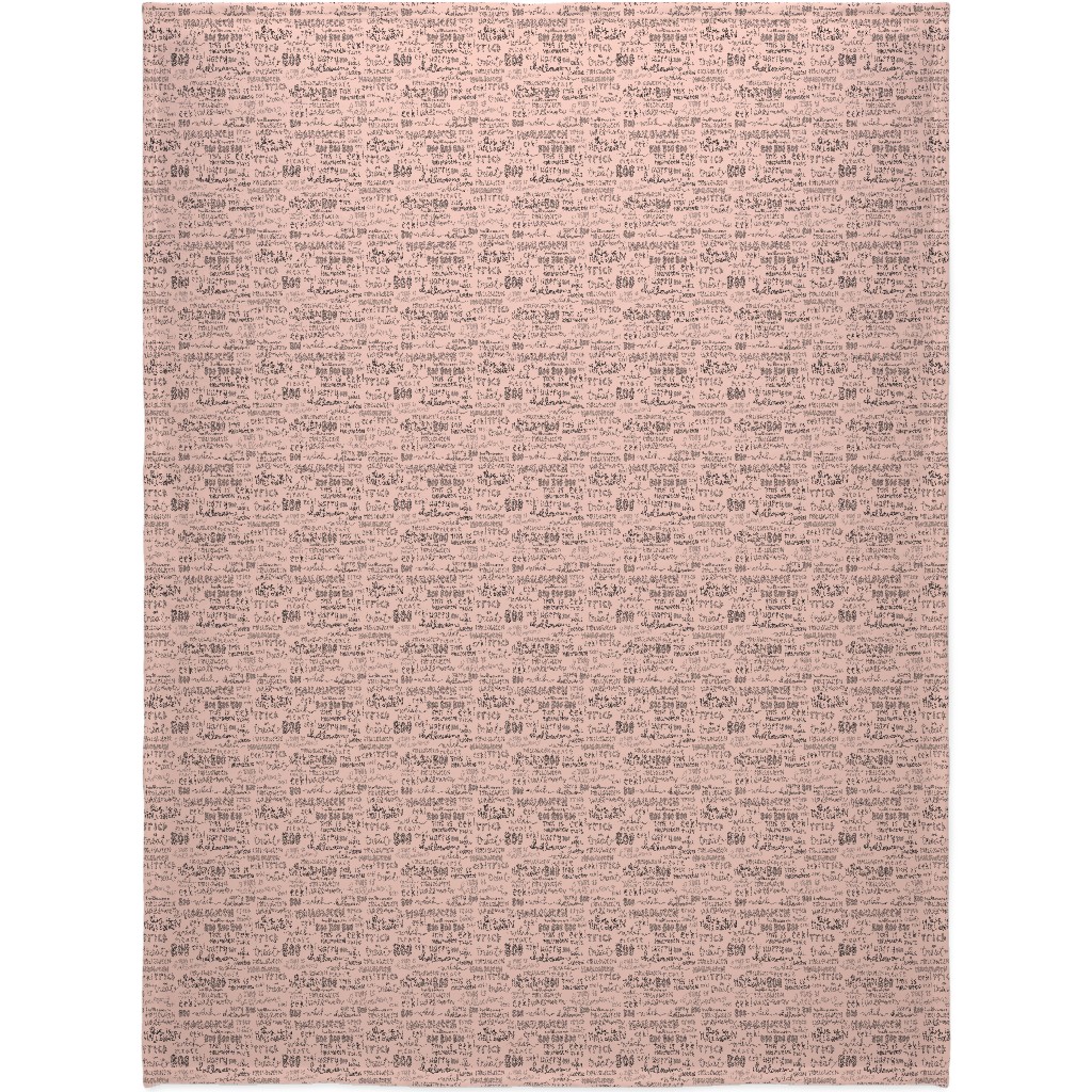 Halloween Words - Black Blanket, Fleece, 60x80, Pink, Bright Pink