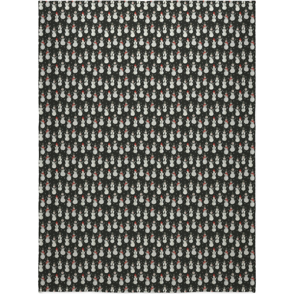 Watercolor Snowmen Blanket, Fleece, 60x80, Black, Black