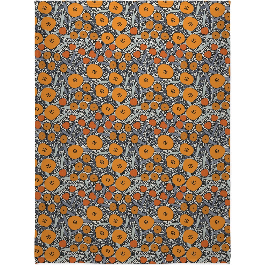 Eloise Floral - Orange Blanket, Fleece, 60x80, Orange