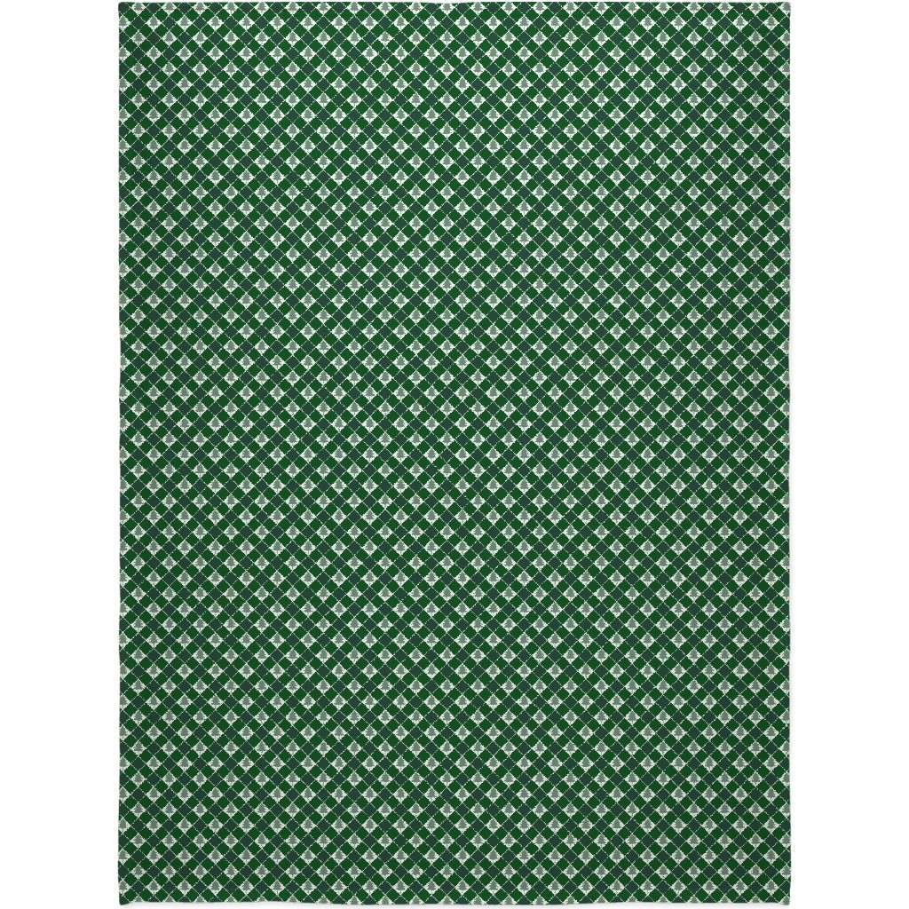 Christmas Tree Checkers - Green Blanket, Fleece, 60x80, Green, Classic Green
