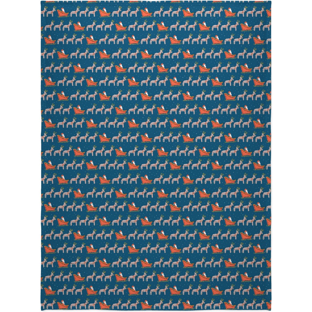 Santa Claus Blanket, Fleece, 60x80, Blue, Slate Blue