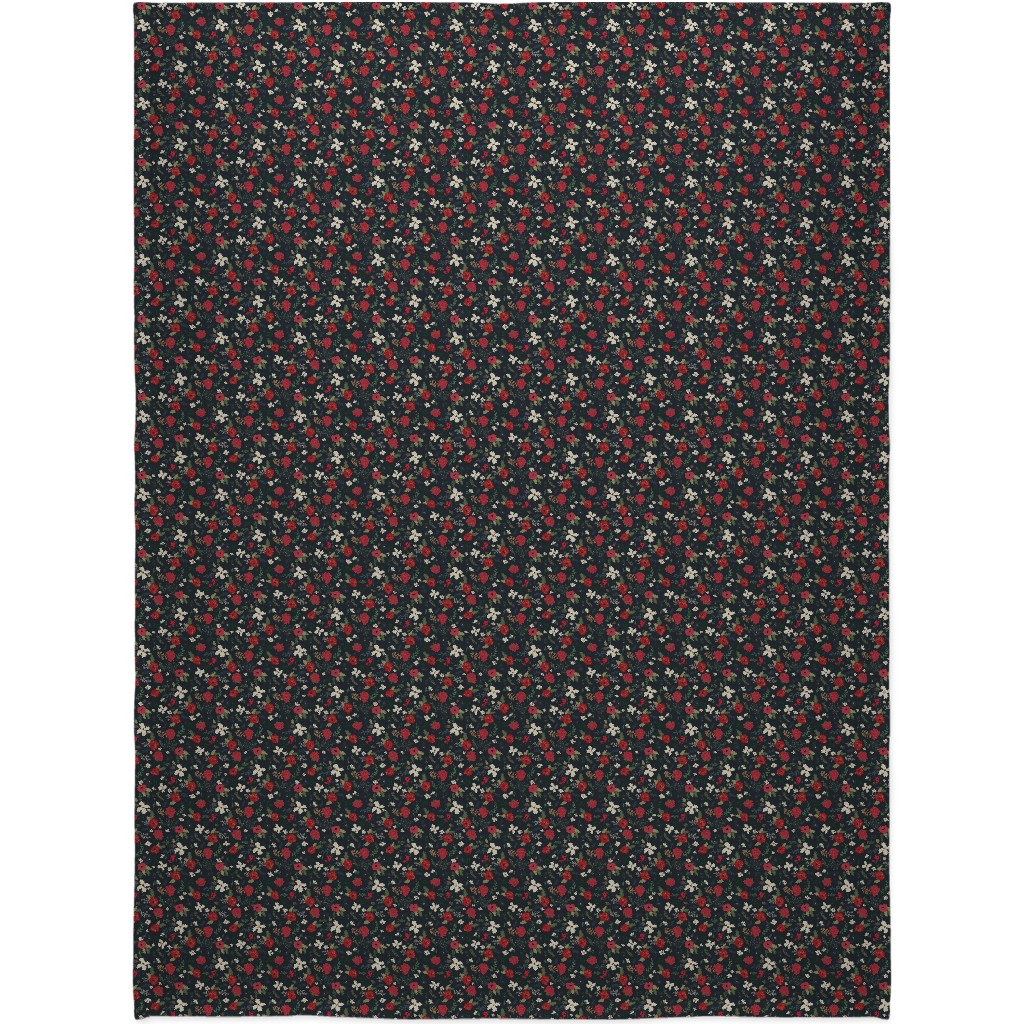 Fancy Winter - Navy Background Blanket, Fleece, 60x80, Black, Black