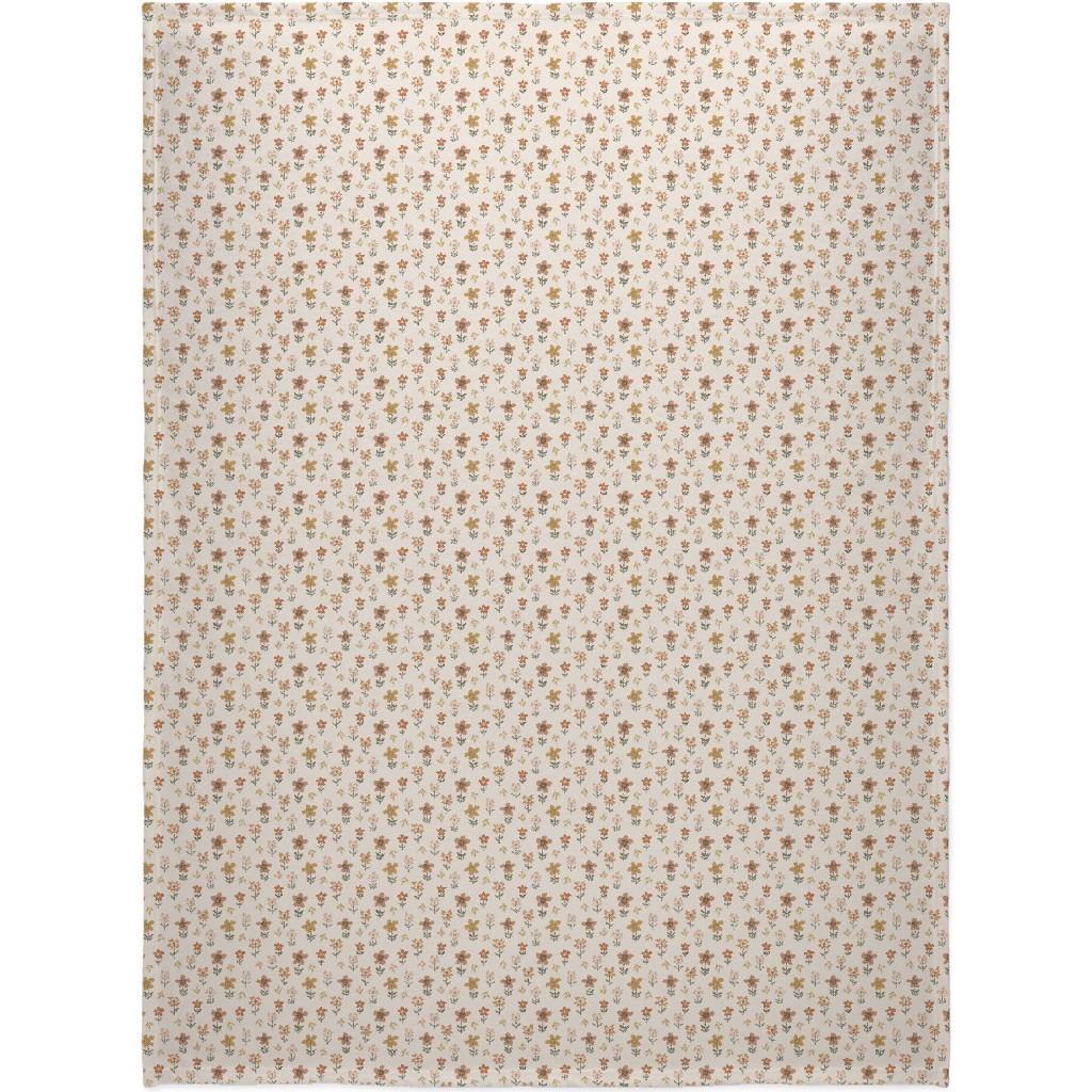 Retro Park Wildflowers Blanket, Fleece, 60x80, Beige, Pearl