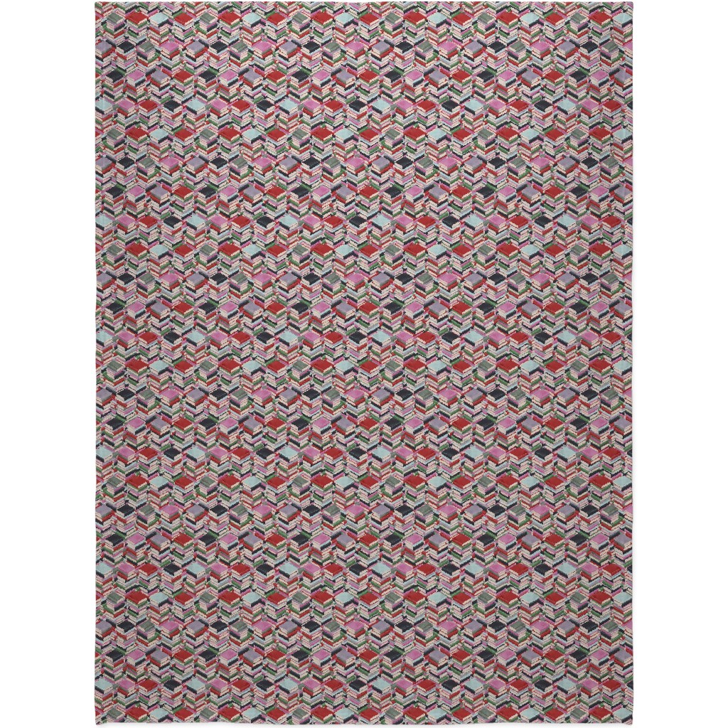 Book Stacks Blanket, Fleece, 60x80, Red, Radish