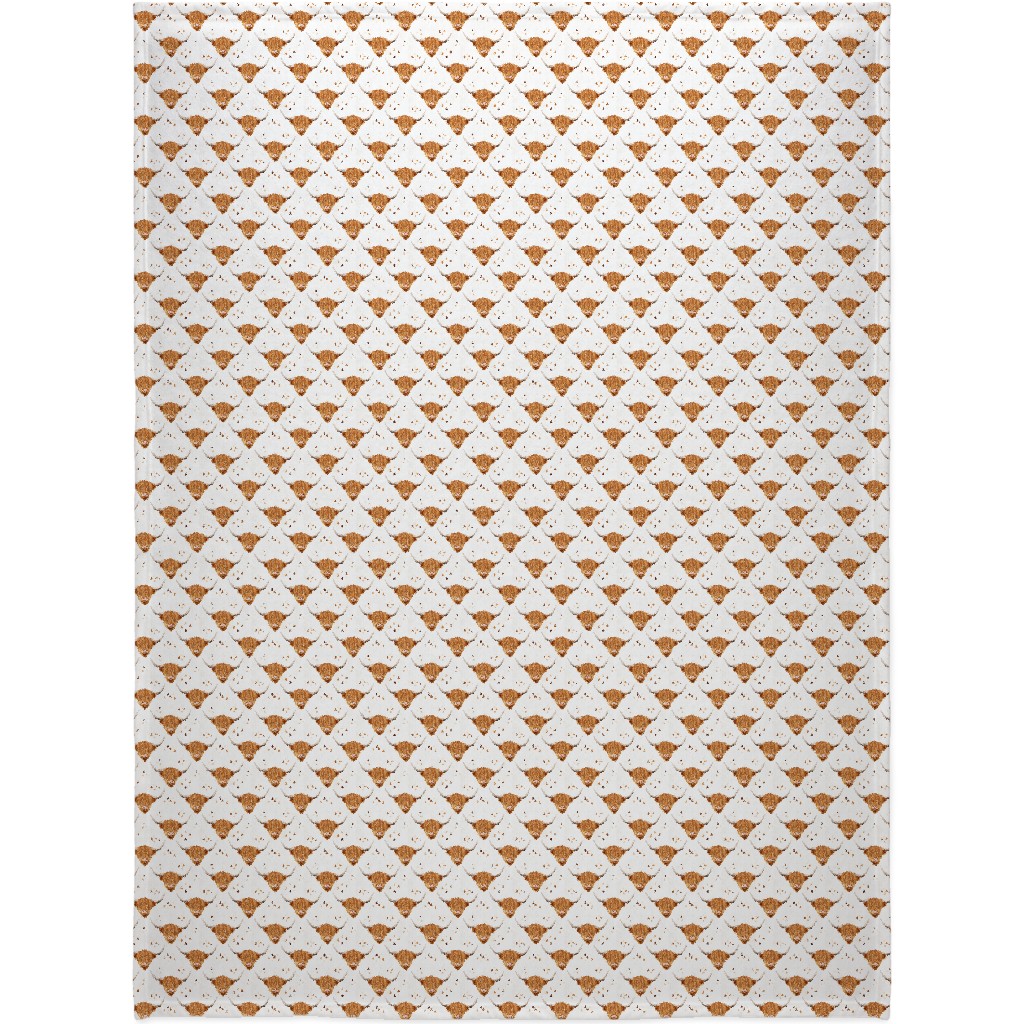 Highland Cow Blanket, Fleece, 60x80, White, White