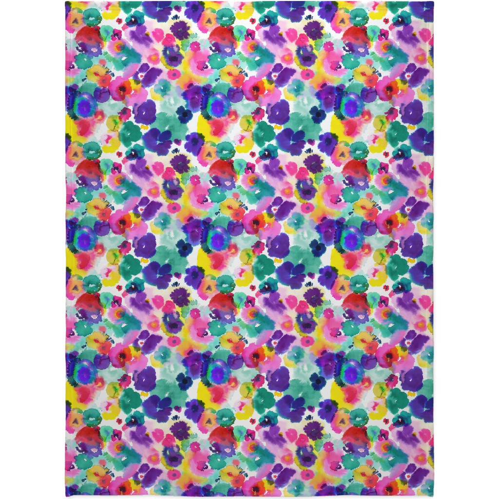 Abstract Floral Watercolor - Multi Blanket, Fleece, 60x80, Multicolor