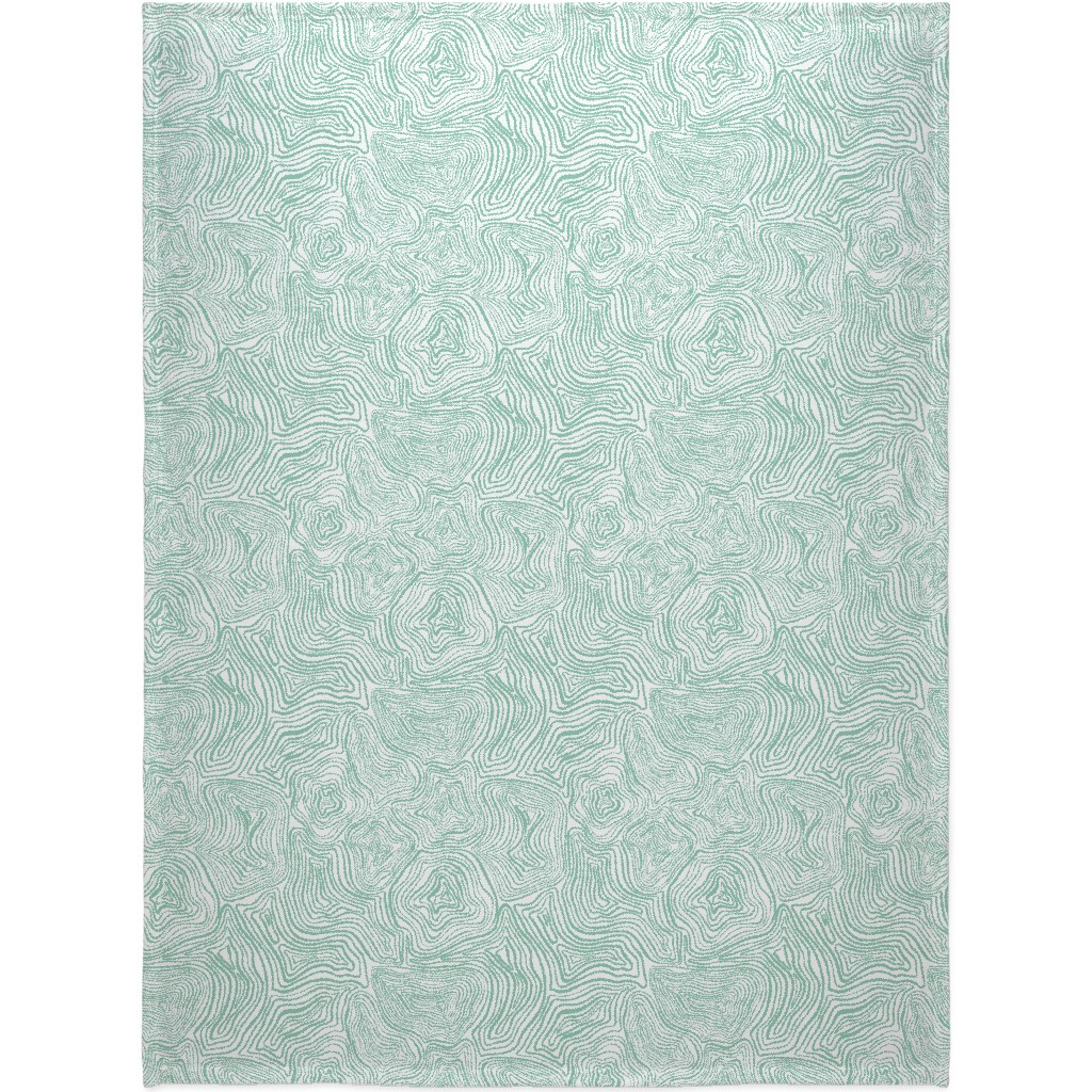 Abstract Wavy Lines - Green Blanket, Fleece, 60x80, Green, Classic Green