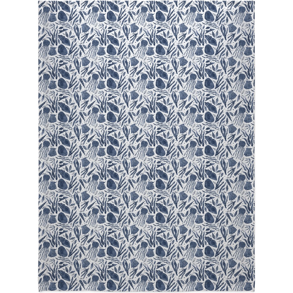 Sea Shells - Navy Blanket, Fleece, 60x80, Blue