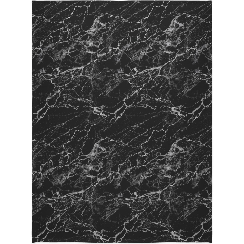 Faux Marble - Black Blanket, Fleece, 60x80, Black