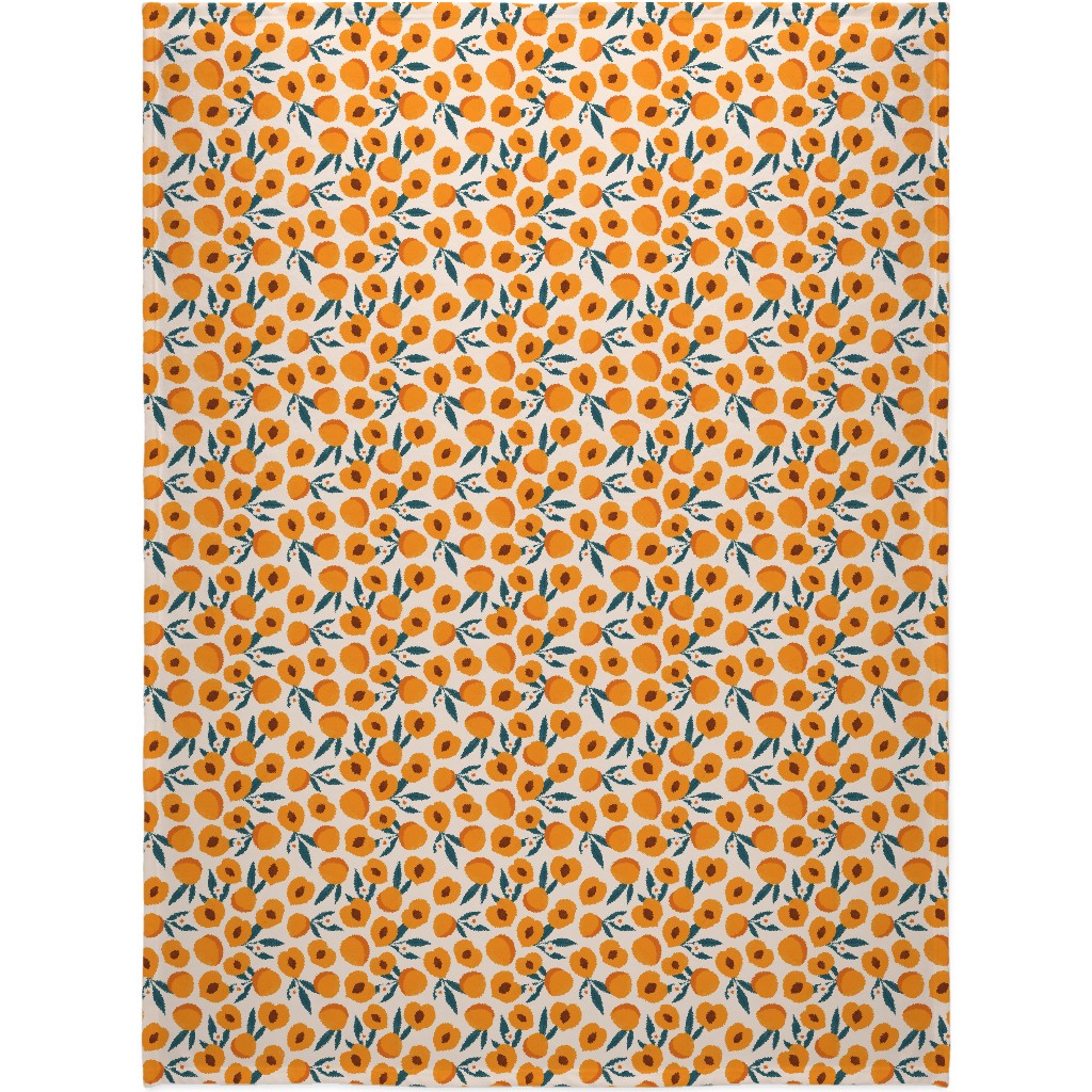 Summer Peches - Orange Blanket, Fleece, 60x80, Orange