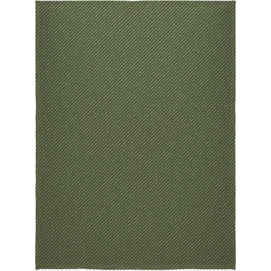 Diagonal Stripes - Pine Green Blanket, Fleece, 60x80, Green
