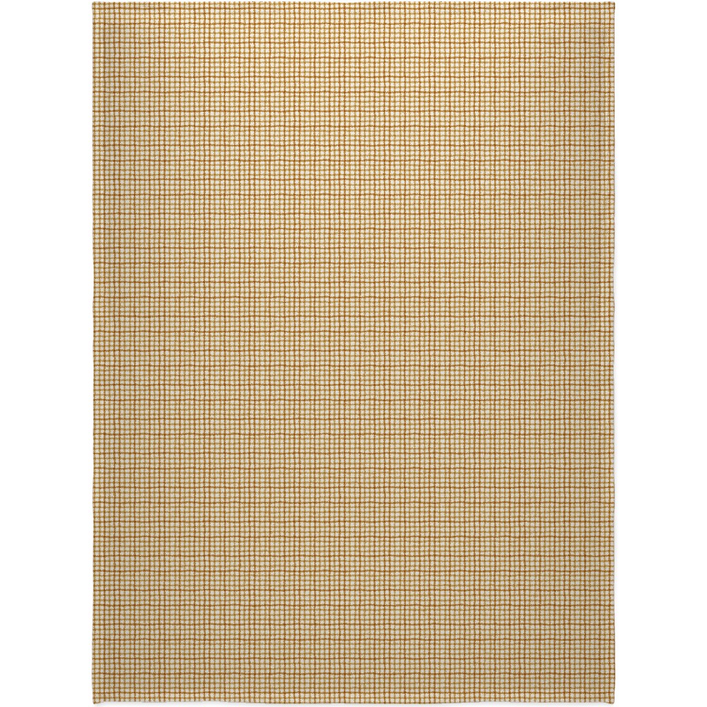 Wobbly Gingham Check Blanket, Fleece, 60x80, Yellow, Golden