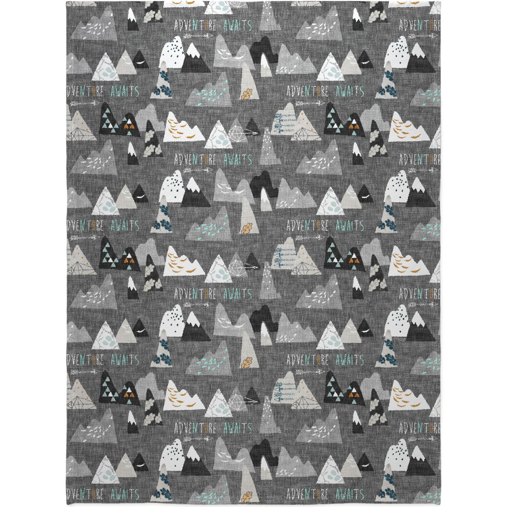 Adventure Awaits - Gray Blanket, Fleece, 60x80, Gray