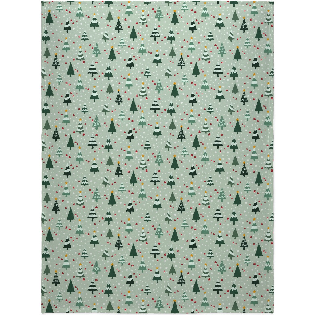 Christmas Forest - Green Blanket, Fleece, 60x80, Green, Classic Green