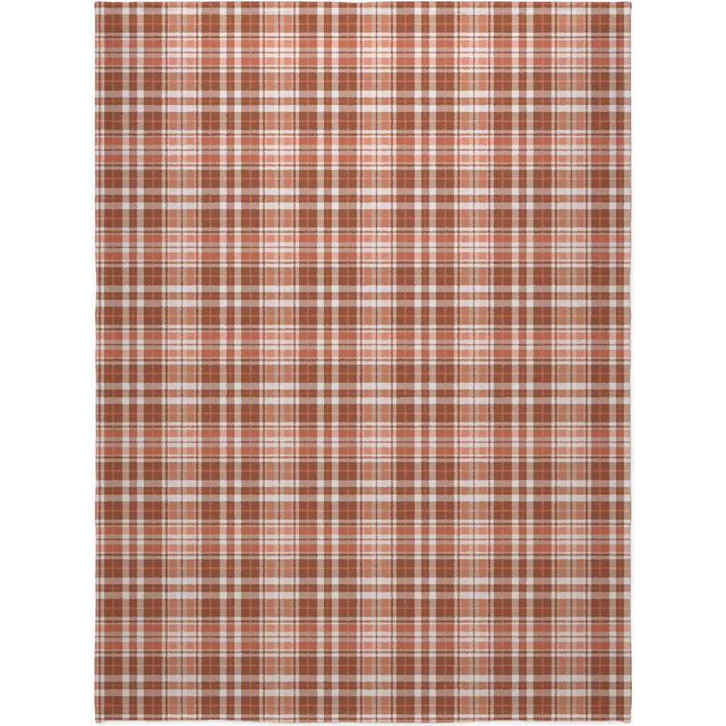 Pumpkin Spice Plaid Blanket, Fleece, 60x80, Brown