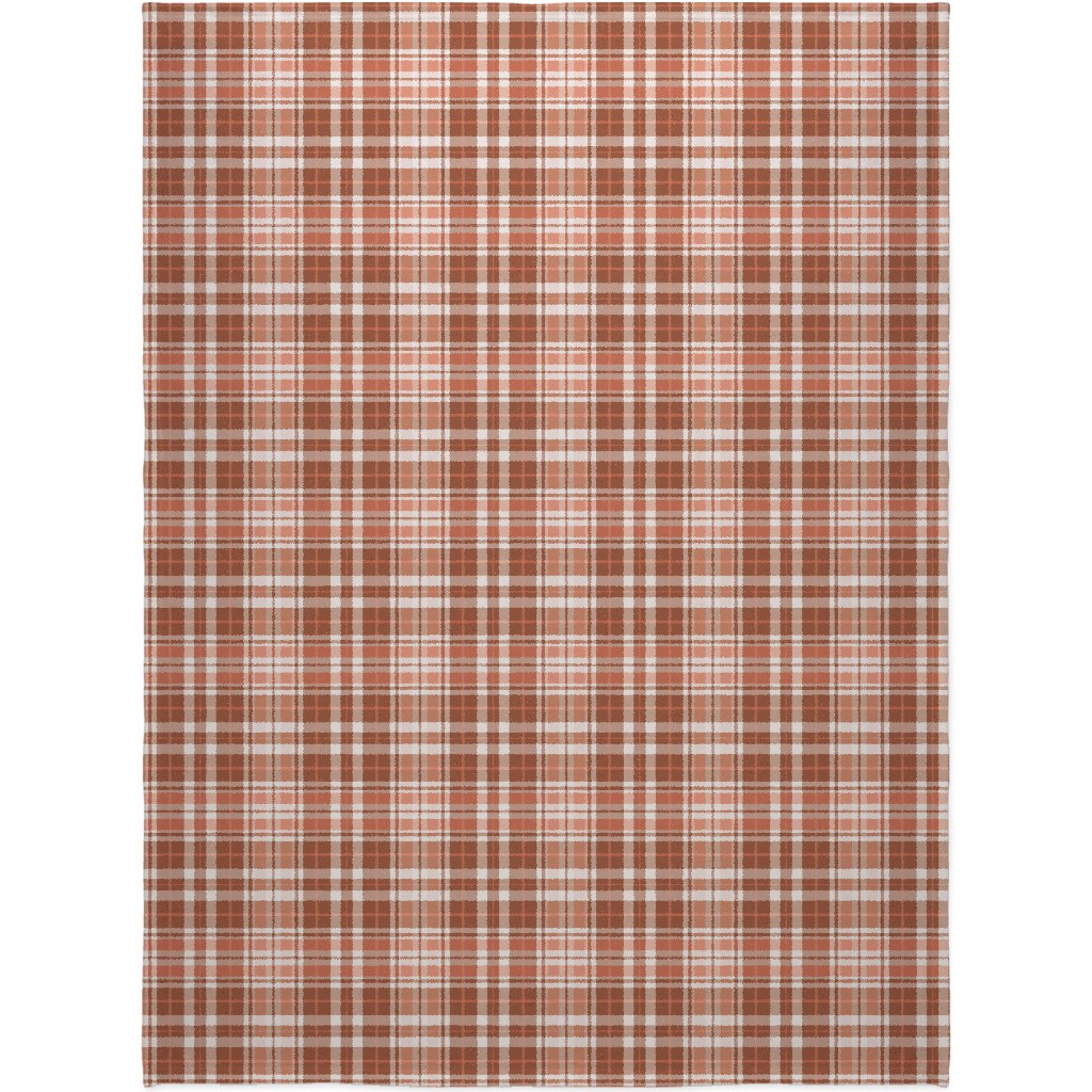 Pumpkin Spice Plaid Blanket, Fleece, 60x80, Brown, Brown