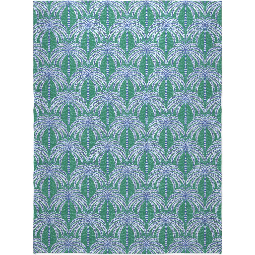 Palm Springs Palm Trees - Green Blanket, Fleece, 60x80, Green