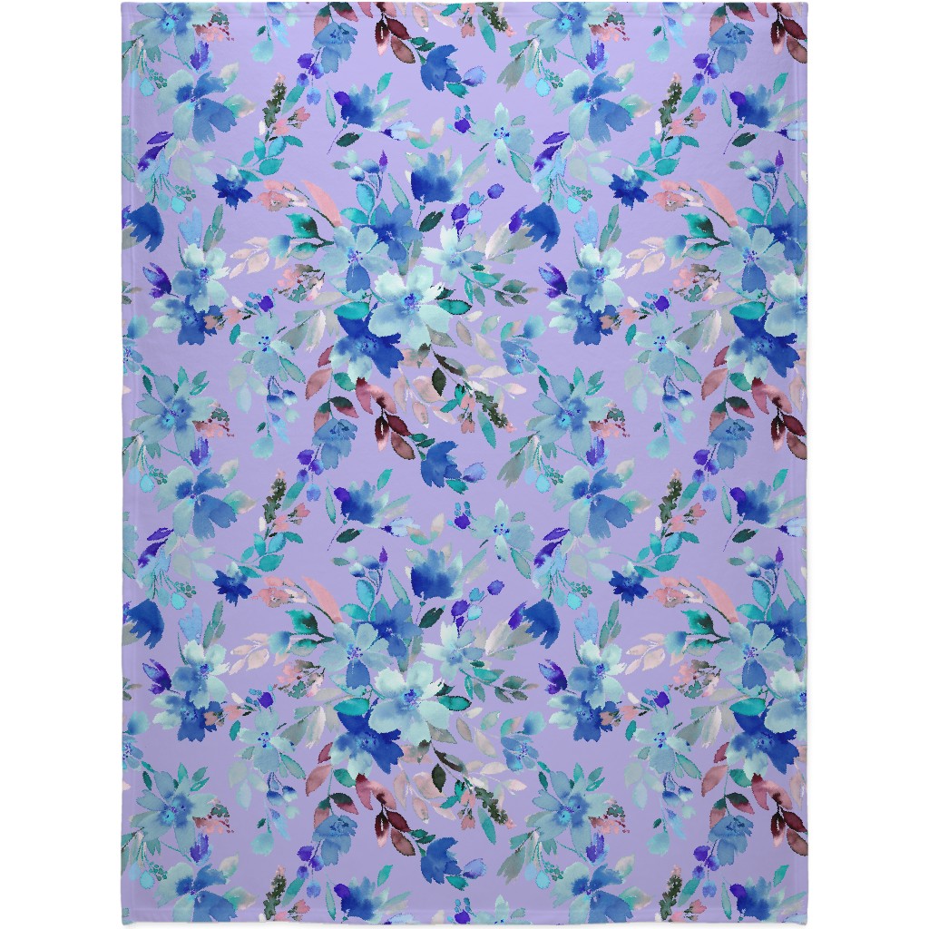 Very Peri Summer Floral - Purple Blanket, Fleece, 60x80, Purple