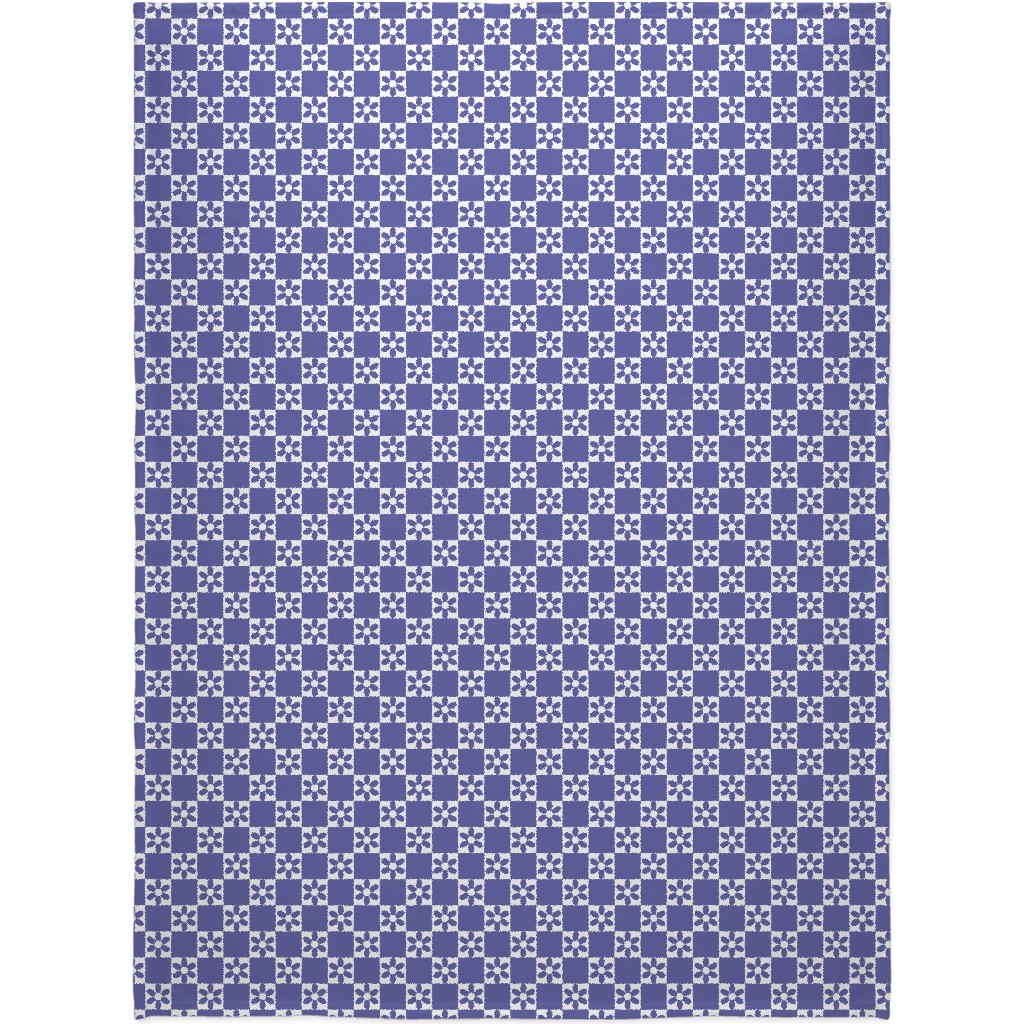 Daisy Checkerboard Blanket, Fleece, 60x80, Purple
