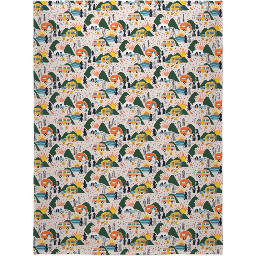 Camping Blanket, Fleece, 60x80, Multicolor