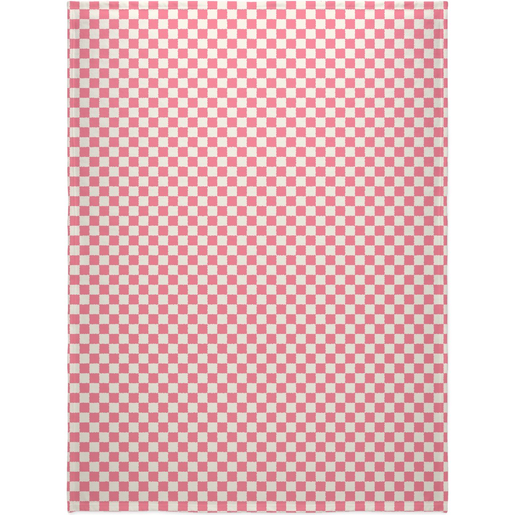 Checkered Pattern - Pink Blanket, Fleece, 60x80, Pink, Bright Pink