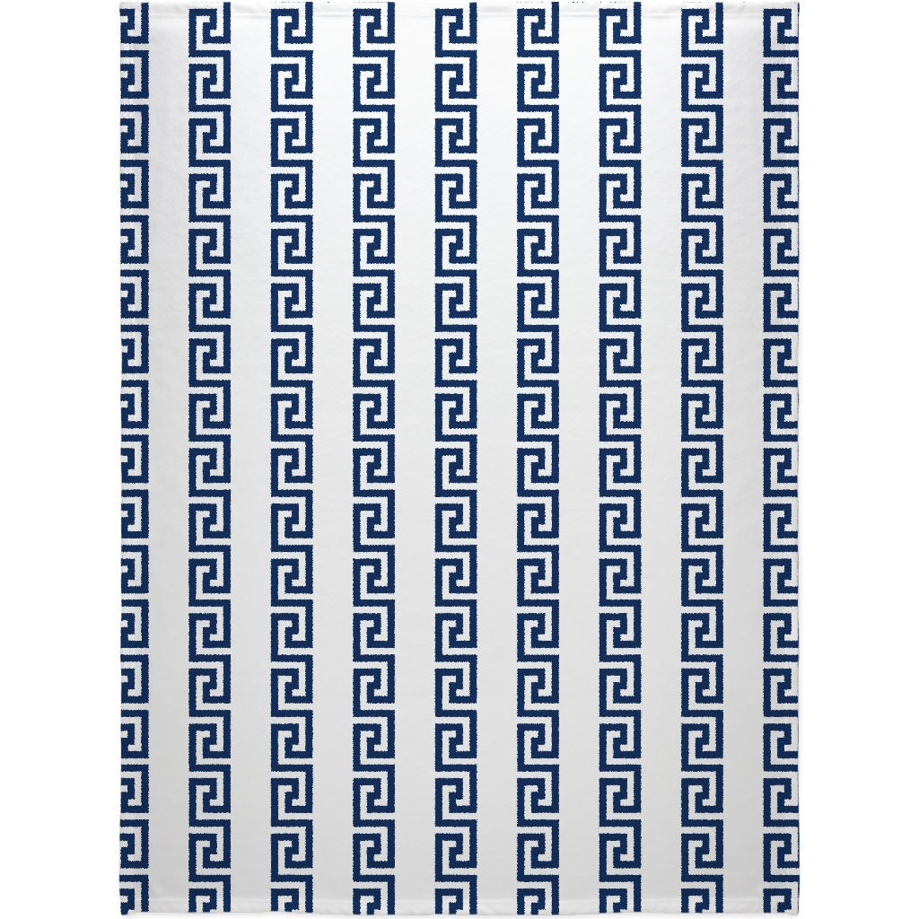 Greek Key - Navy Blanket, Fleece, 60x80, Blue