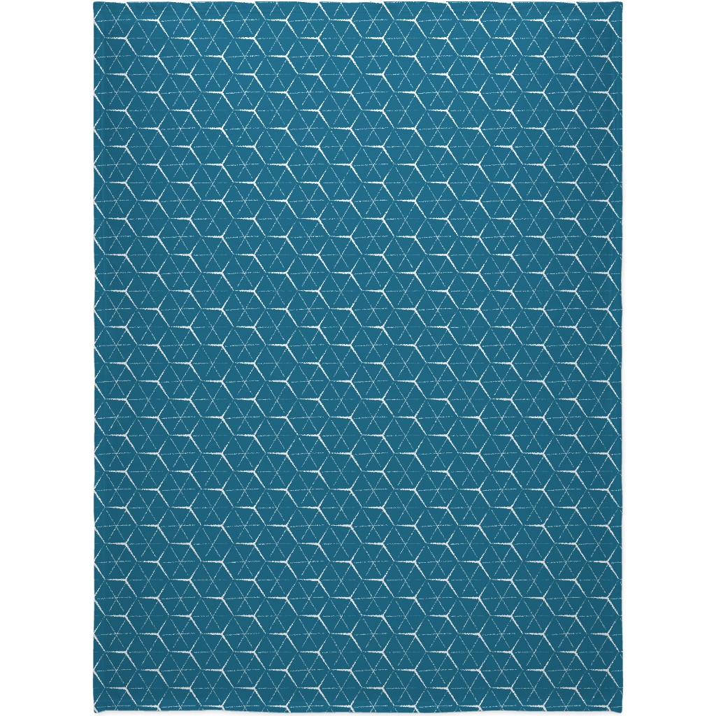 Hexagons - Blue Blanket, Fleece, 60x80, Blue, True Blue
